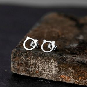 - silver plated cat earrings